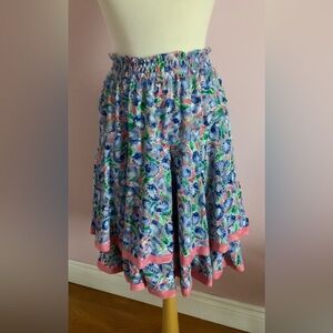 Vintage 80s DIANE FREIS Floral Blue and Pink Women's Skirt